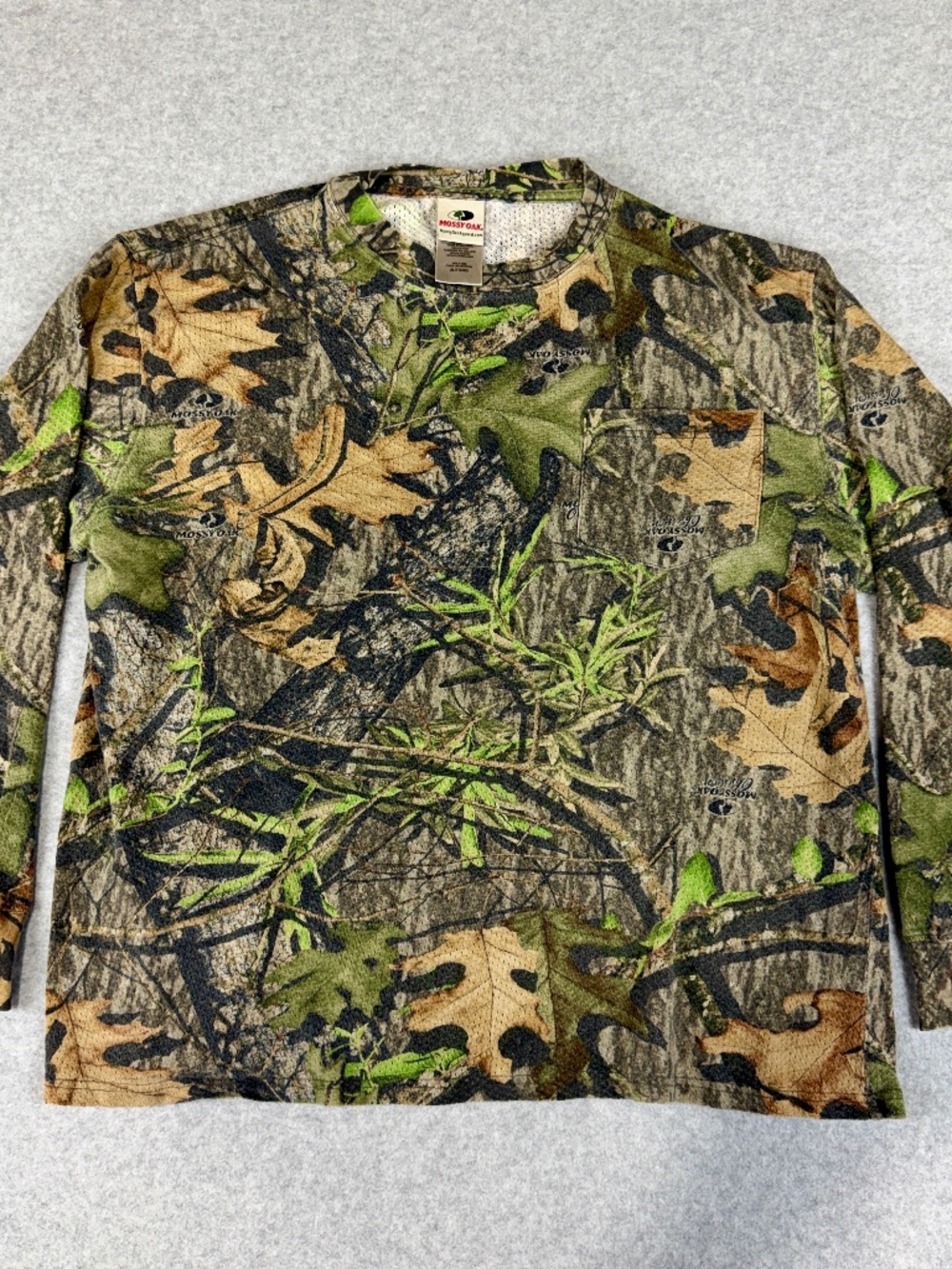 Vintage 90s Mossy Oak Obsession Mesh Shirt Mens XL Turkey Hunting Camo Pocket